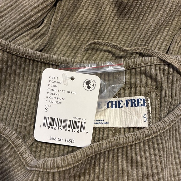 NWT Free People -We The Free- Soul Sister Long Sleeve Top Sz Small Green - Picture 6 of 7